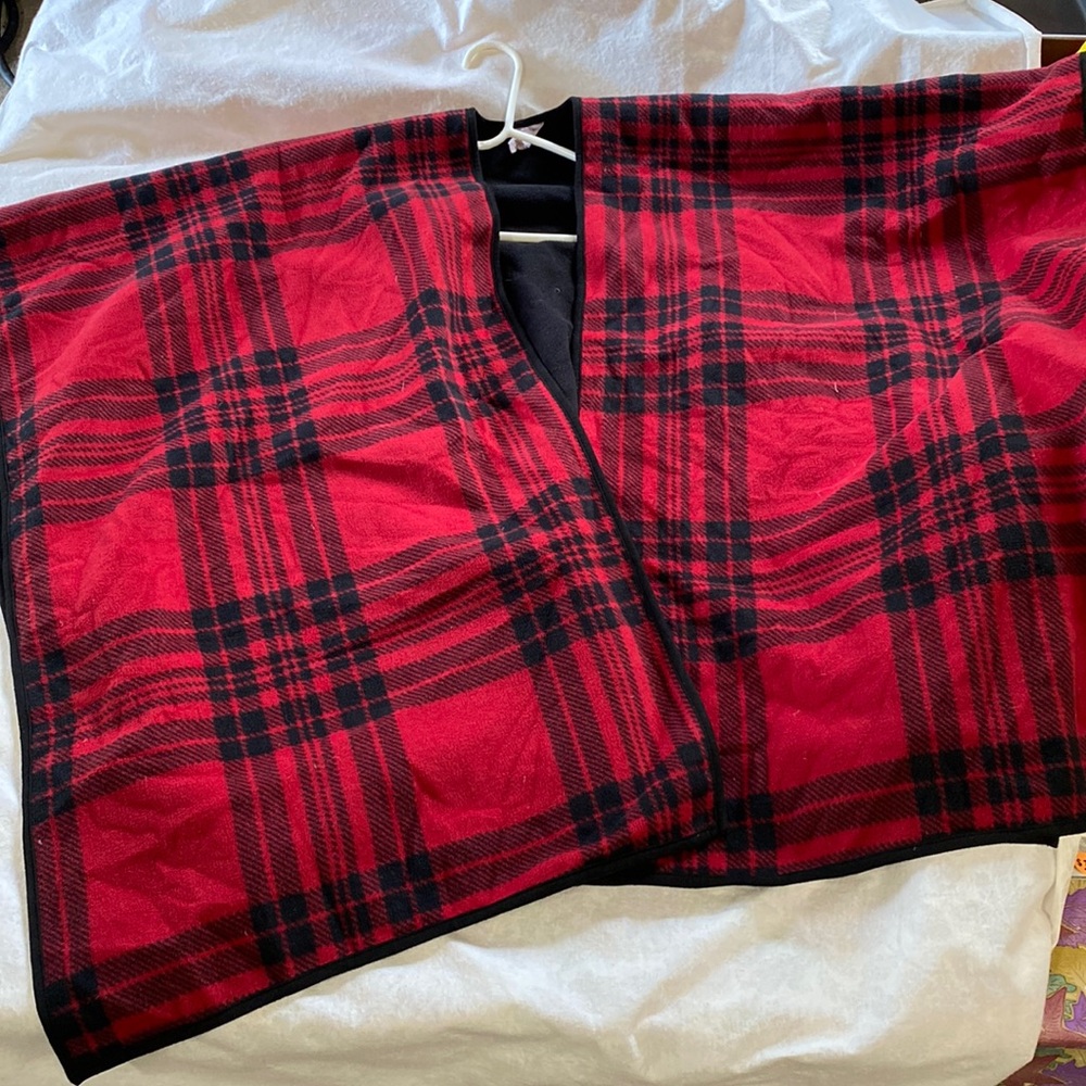 Red plain poncho